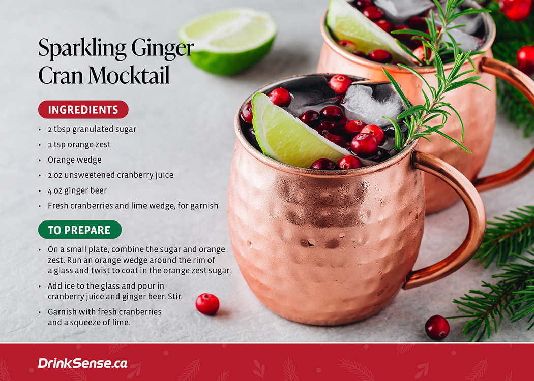 Sparkling Ginger Cran recipe card