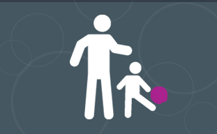 Graphic of a parent and child kicking a ball