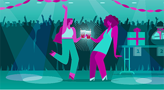 Graphic of two people dancing at a social.