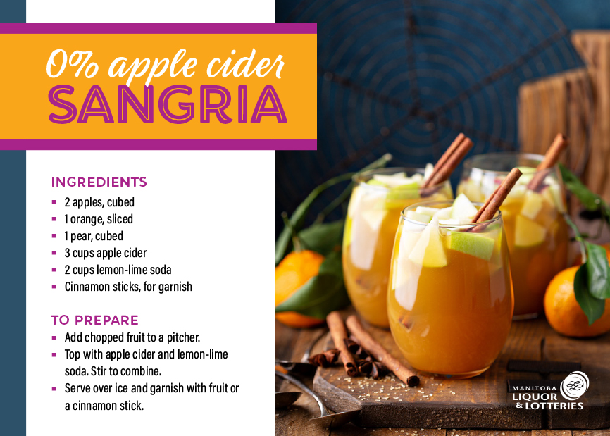 0% Apple Cider Sangria receipe card