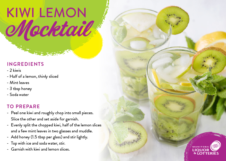 Kiwi Lemon Mocktail recipe card