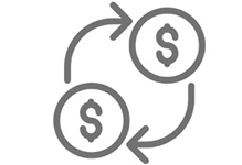 Icon showing two dollar signs with arrows indicating circulation