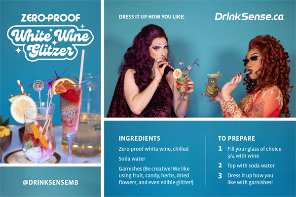 Zero Proof White Wine Glitzer recipe card