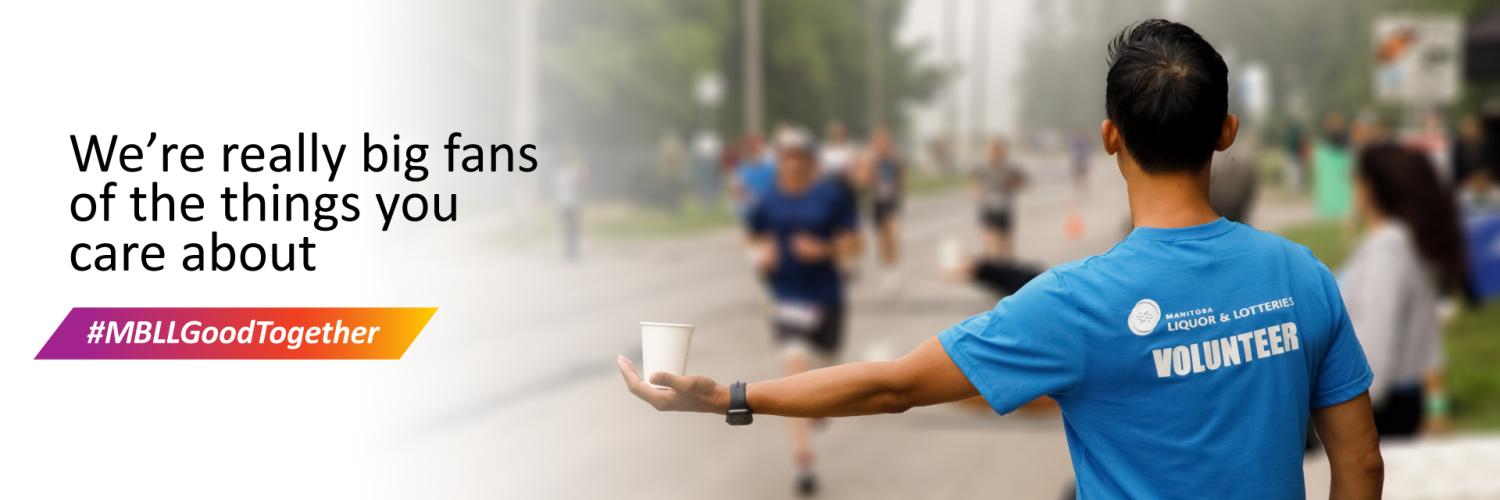 Photo from Manitoba Marathon with the text: We're really big fans of the things you care about.
